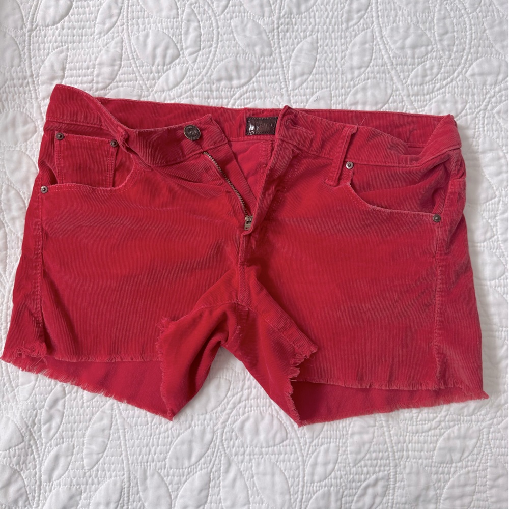MOTHER brand RED corduroy shorts